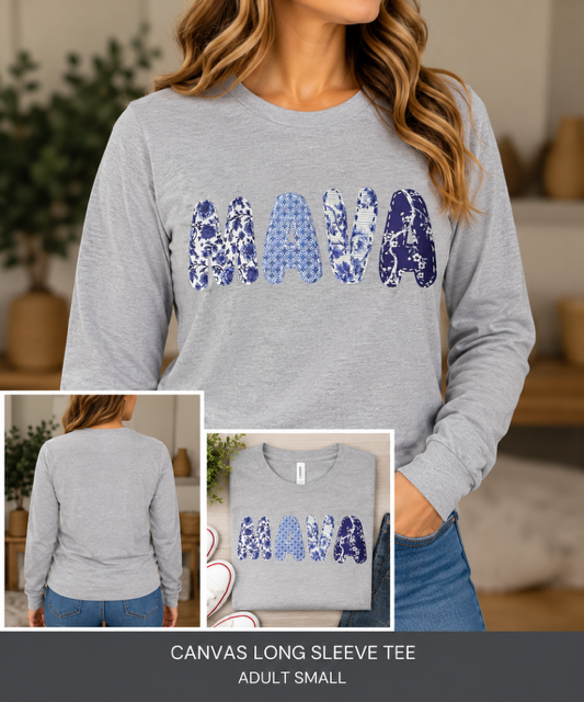 Hand-Sewn MAVA Bella+Canvas Long Sleeve Tee – Adult Large