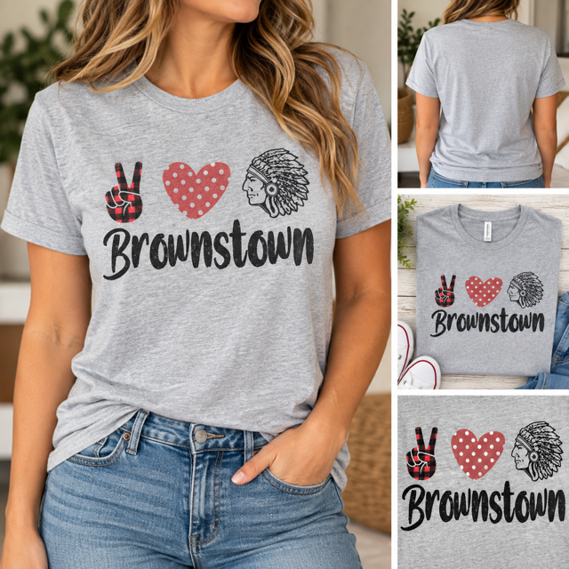 Peace Love Brownstown Bella+Canvas Tee – Adult Medium