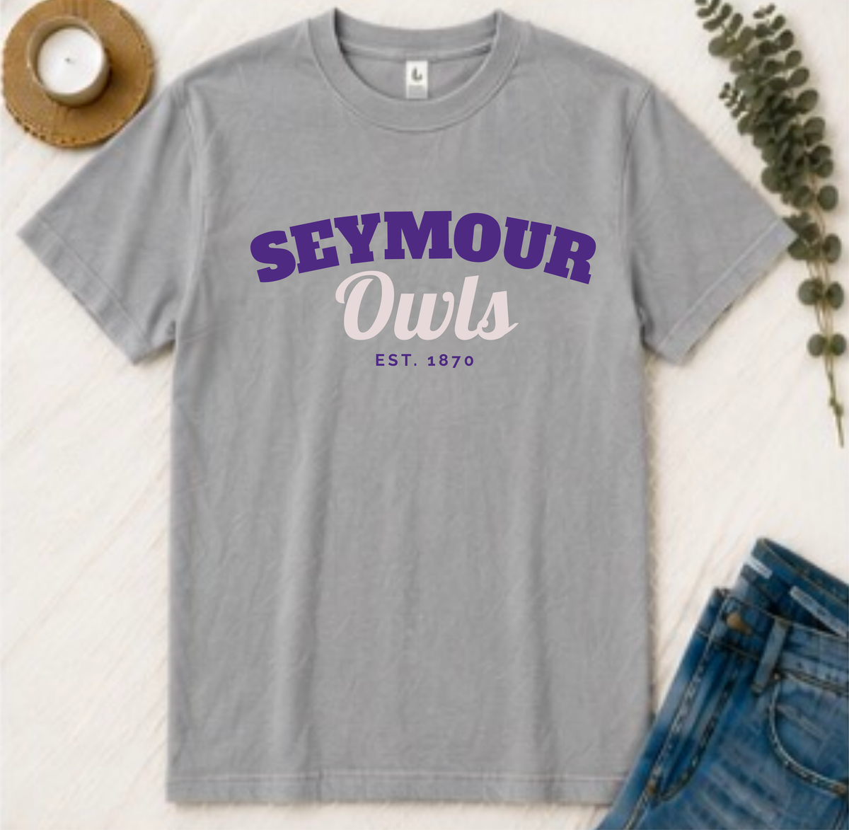 Seymour Owls Vintage Varsity Comfort Colors Tee